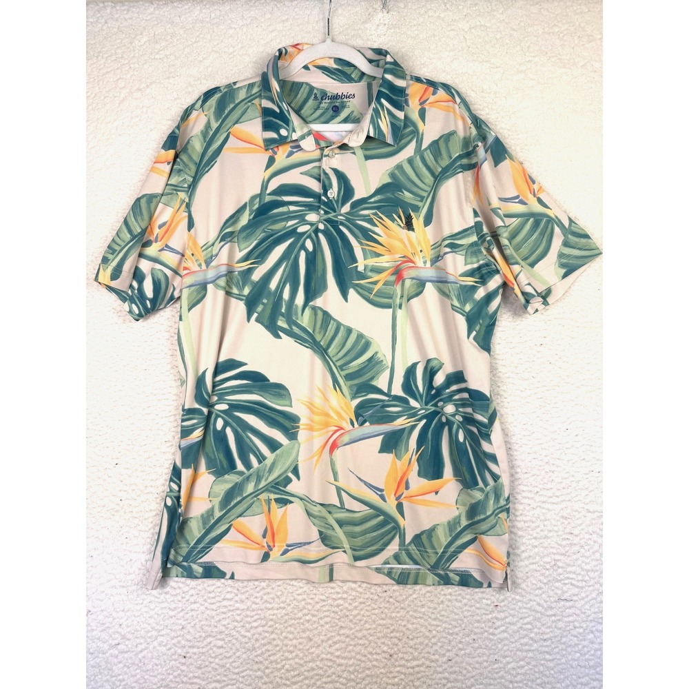Chubbies Tropical Hawaiian Floral Polo Shirt Mens XL‎ Multicolor Short Sleeve